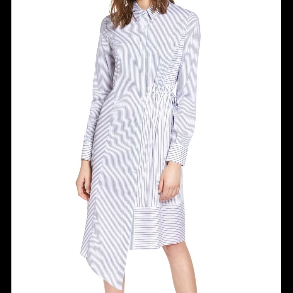Halogen® Poplin Midi Shirtdress
White- Blue Mix